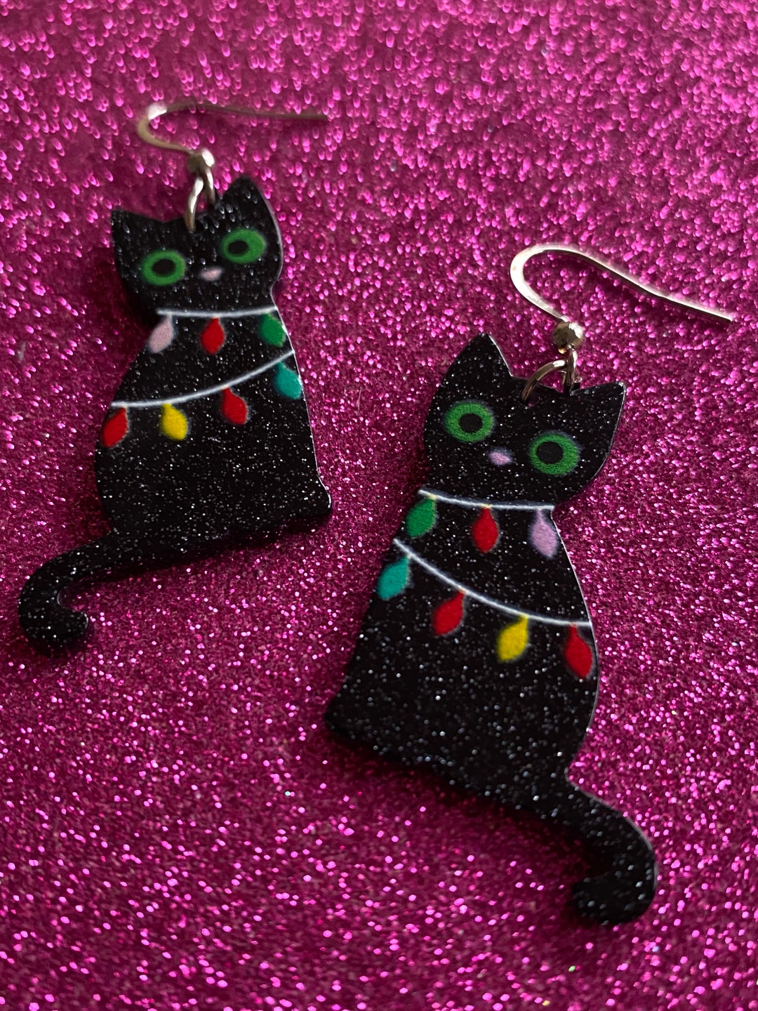 Christmas Cat Earrings Cat Earrings Ladies Gift Christmas Etsy UK