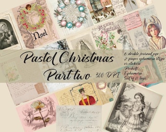 Pastel Christmas Ephemera: Junk Journal Pages, Gift Tags