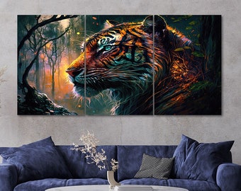 Fantasy Tiger Canvas Wall Art: Modern Multi Panel Print Set - Etsy