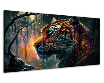 Fantasy Tiger Canvas Wall Art: Modern Multi Panel Print Set - Etsy