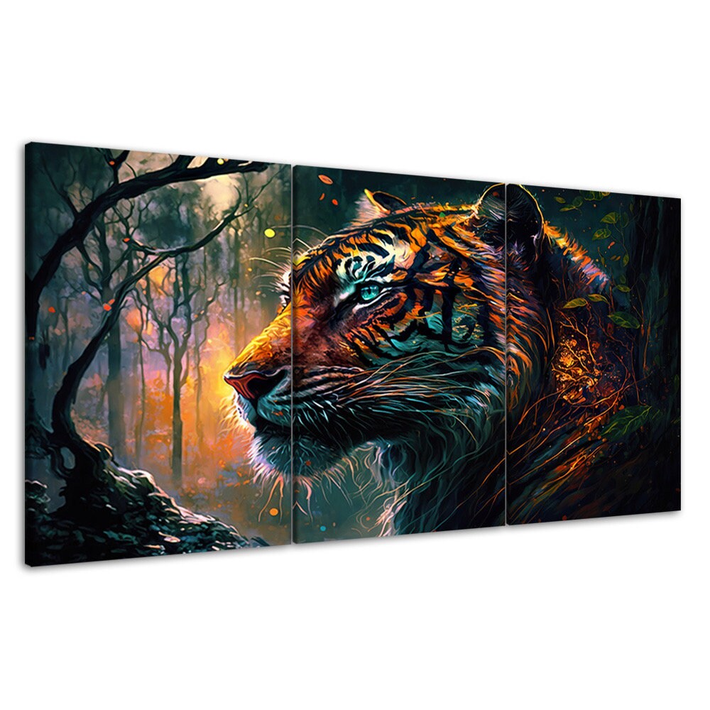 Fantasy Tiger Canvas Wall Art: Modern Multi Panel Print Set - Etsy