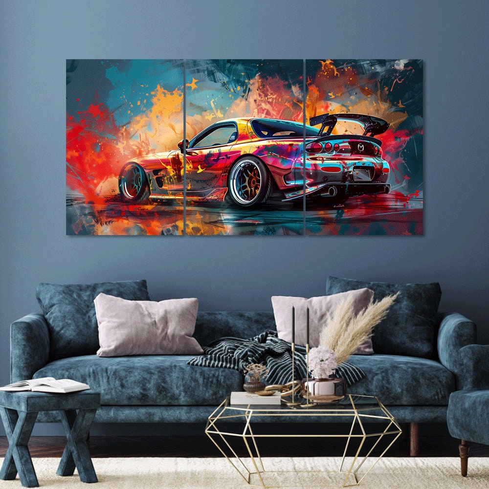 Mazda RX-7 Canvas Art: Abstract Sports Car Multi Panel Print - Etsy