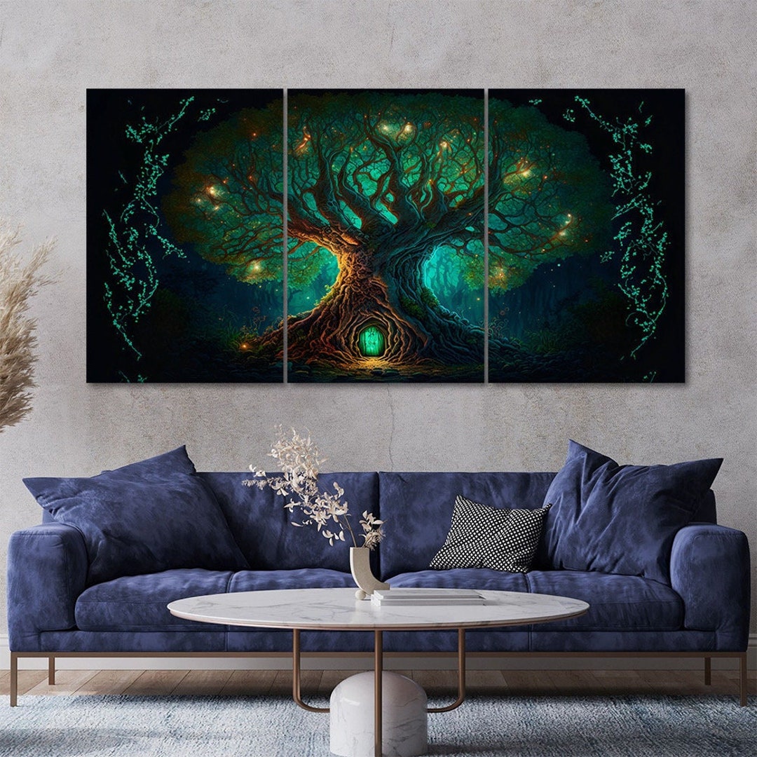 Fantasy Tree Canvas Wall Art: 3 Piece Magical Forest Print Set - Etsy