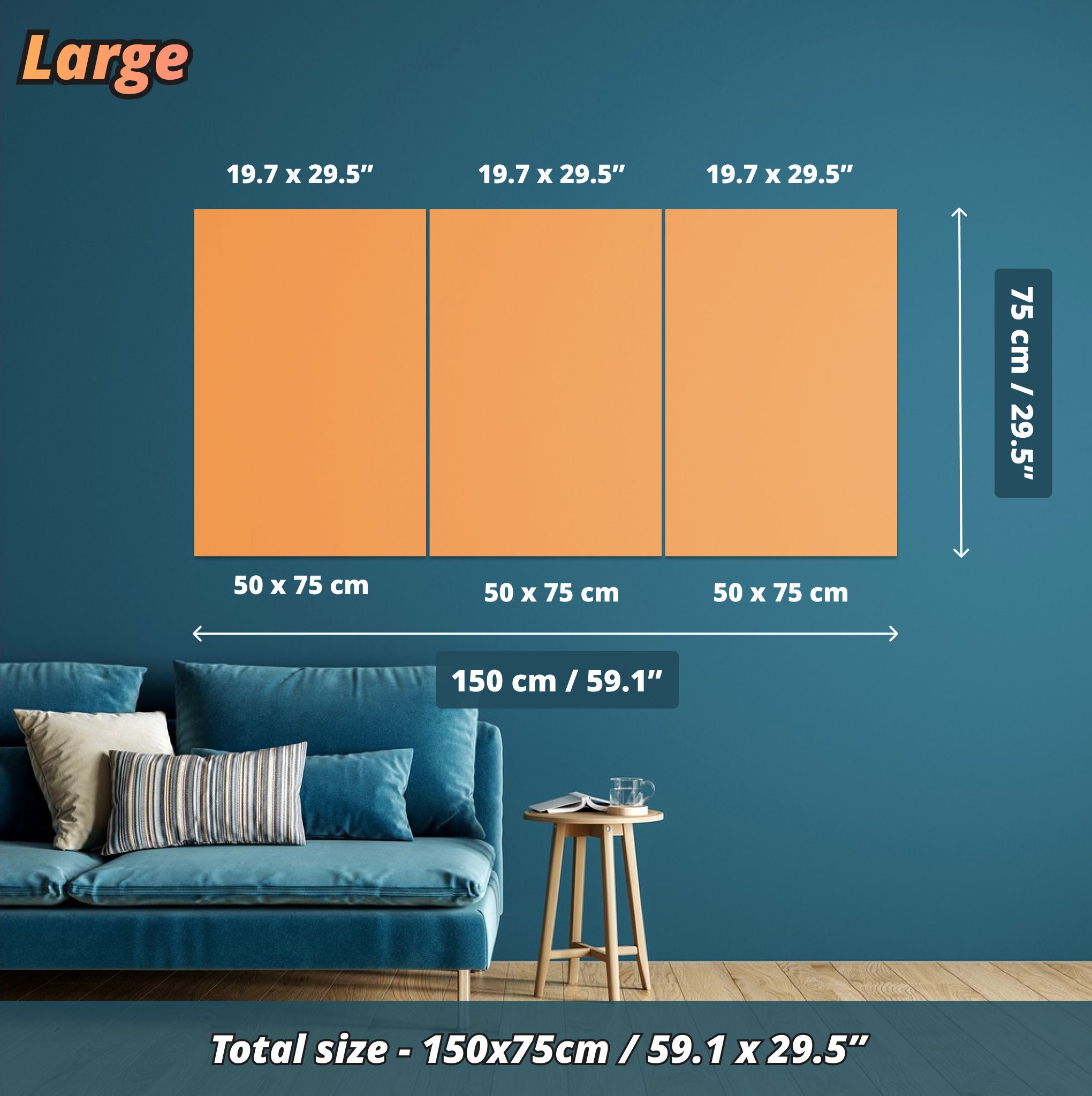 Japanese Mountain Landscape Canvas Wall Art: Modern Triptych Print