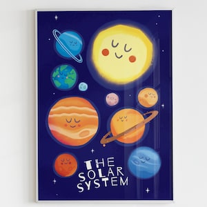 Weltraum und Planeten Wandbild - Sonnensystem Poster, Kinderzimmer Druck, Kinderzimmer Dekor, Spielzimmer Druck - UNGERAHMT