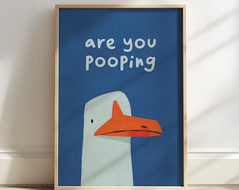 Funny Seagull Bathroom Print – Quirky Toilet Quote (UNFRAMED)
