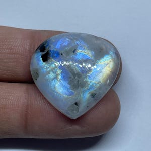 Large Heart Shape Moonstone Cabochon 27.60 Ct | Natural Rainbow Moonstone Gemstone Size 25x26mm | Loose Stone for Pendant Ring Jewellery!