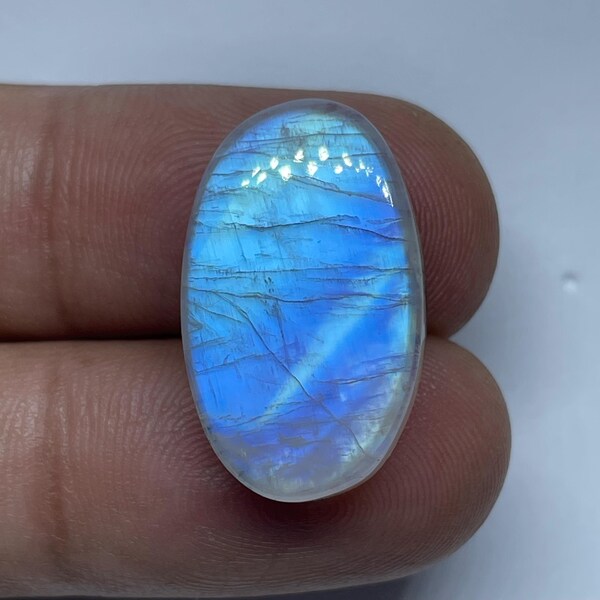 Impresionante piedra lunar ovalada azul brillante de 16,70 quilates / Piedra preciosa natural cabujón tamaño 23 x 14 mm / Perfecta para colgante, pulsera o anillo