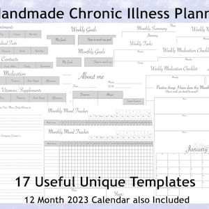 Printable Chronic Illness Planner With 2023 Calendar, Instant Download,  Chronic Illness Diary, Handmade Planner, Handmade Calendar