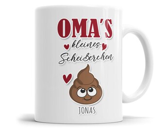 Tasse für Oma - Omas kleine Scheißerchen 1-4 Kinder Tasse personalisiert mit Namen der Enkel