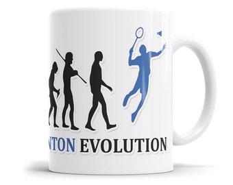 Badminton Evolution Tasse - Geschenkidee für Badmintonspieler