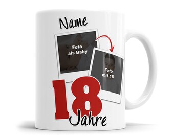 Geburtstag Tasse 18 mit Baby Foto und Foto mit 18 personalisiert mit Namen