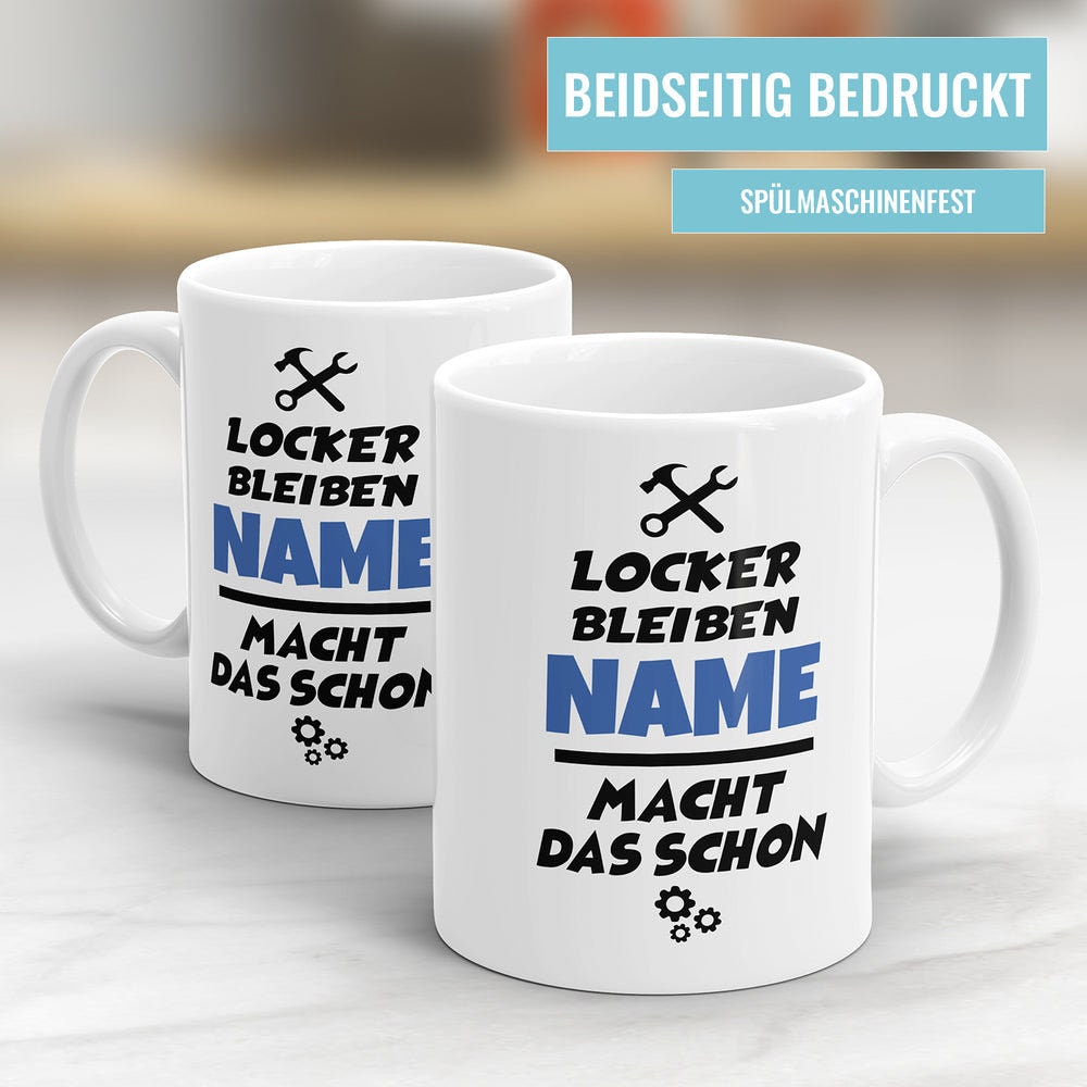 Tasse Mit Spruch Locker Bleiben Personalisiert Mit Name Etsy