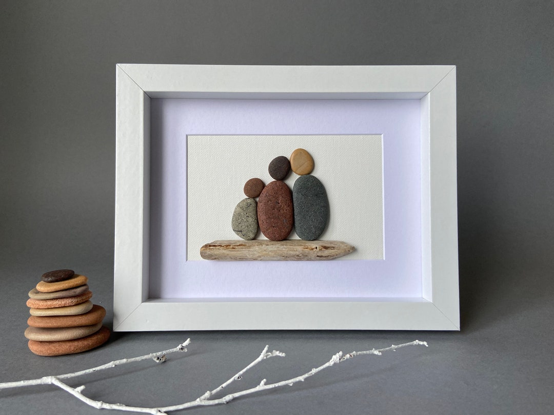 Pebble Art Family Rock Art Stone Art Frame Unique Coastal Etsy