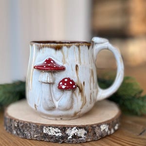 Keramik Pilz Tasse, 3D Becher, Fliegenpilz Tasse, Fliegenpilz Tasse handgemacht, 300 ml, Fluss Birch, KikiiArt
