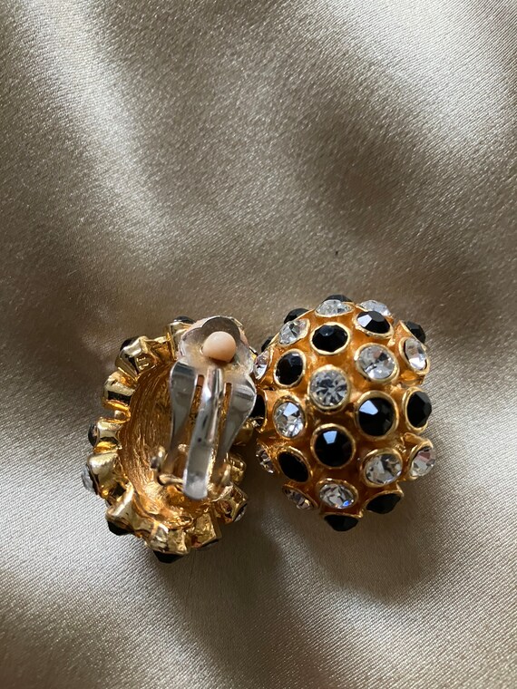 Stunning Statement Gilt, Diamanté & Jet Earrings - image 3