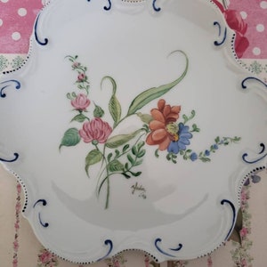 Cute Vintage Handpainted Floral China Dish/Wallhanging