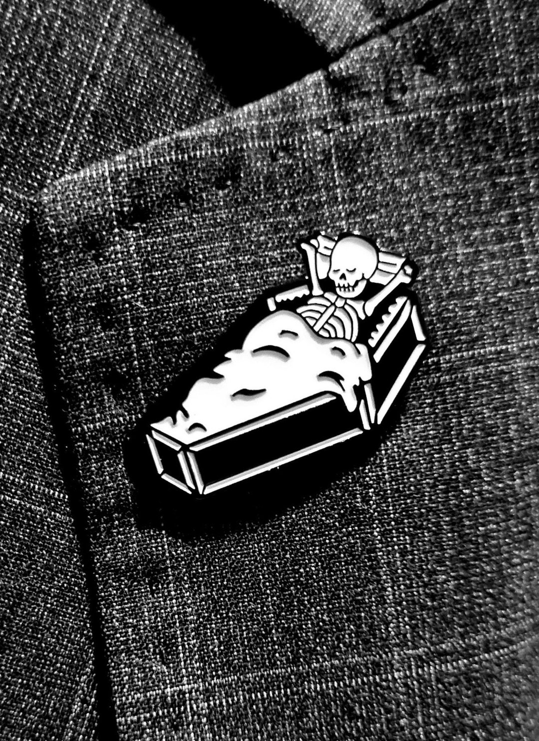 Creepy Pin, Enamel Pin, Skeleton, Coffin, Spooky, Halloween, Pins - Etsy UK