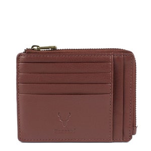 Genuine Leather Full Grain Womens Card Holder Ladies Wallet Slim Design Brown