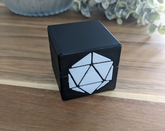 Caixa de anel D20 sem números (proposta única, presente, portador de alianças, etc.) Dado de 20 lados