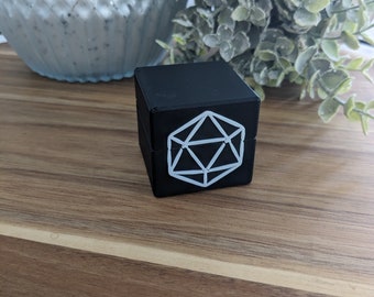 Caixa de anel D20 Outline (proposta única, presente, portador de alianças, etc.) Dados de 20 lados