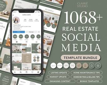 Sage Real Estate Social Media Template Bundle, Modern Realtor Editable Branding Kit, Minimal Real Estate Agent Instagram Post Canva Template