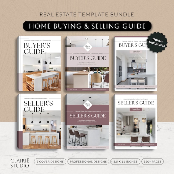 Home Buyer and Seller Guide Packet, Real Estate Selling Buying Process Presentation Template Bundle, Printable Canva Marketing Kit for Agent