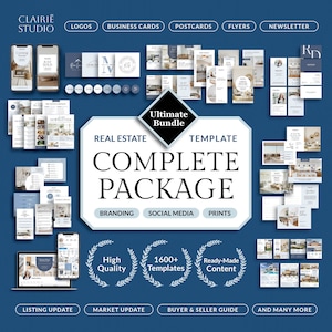 Kit di modelli di immobili professionali, marchio di agenti immobiliari, pacchetto di modelli di post sui social media, Instagram immobiliare, canva di marketing di agenti immobiliari