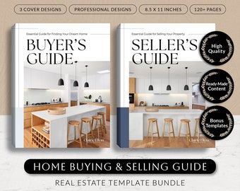 Home Buyer and Seller Guide Packet, Real Estate Selling Buying Process Presentation Template Bundle, Printable Canva Marketing Kit for Agent