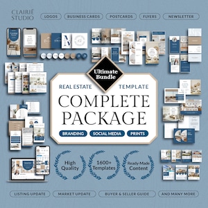 Kit de modèles immobiliers professionnels, image de marque de l'agent immobilier, ensemble de modèles de publication sur les réseaux sociaux, Instagram immobilier, canva de marketing de l'agent immobilier