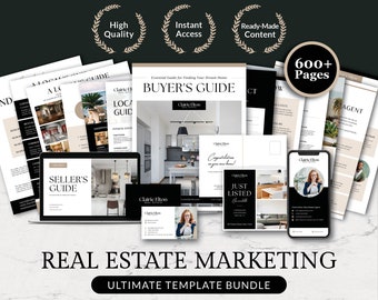Ultimate Real Estate Marketing Template Bundle, Buyer & Seller Packet, Real Estate Newsletter Canva, Printable Open House Flyer Template Kit
