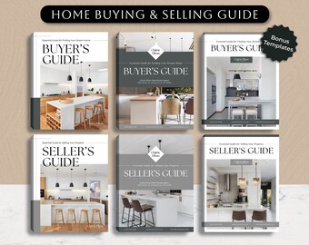 Immobilien-Käufer- und Verkäufer-Leitfaden-Bundle, Hausverkauf-Kaufprozess-Präsentation, druckbares grau-silbernes Marketing-Vorlagen-Kit für Makler