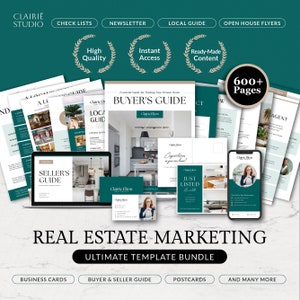Ultimatives Immobilien Marketing Vorlagen Bundle, Käufer & Verkäufer Paket, Immobilien Newsletter Canva, druckbares Open House Flyer Vorlagen Kit