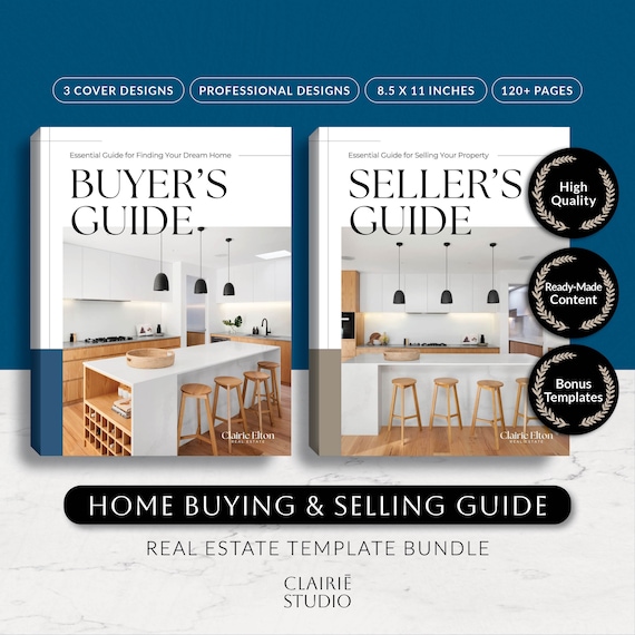 Home Buyer and Seller Guide Packet, Real Estate Selling Buying Process Presentation Template Bundle, Printable Canva Marketing Kit for Agent