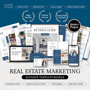 Ultimatives Immobilien Marketing Vorlagen Bundle, Käufer & Verkäufer Paket, Immobilien Newsletter Canva, druckbares Open House Flyer Vorlagen Kit