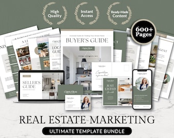 Ultimate Real Estate Marketing Template Bundle, Buyer & Seller Packet, Real Estate Newsletter Canva, Printable Open House Flyer Template Kit