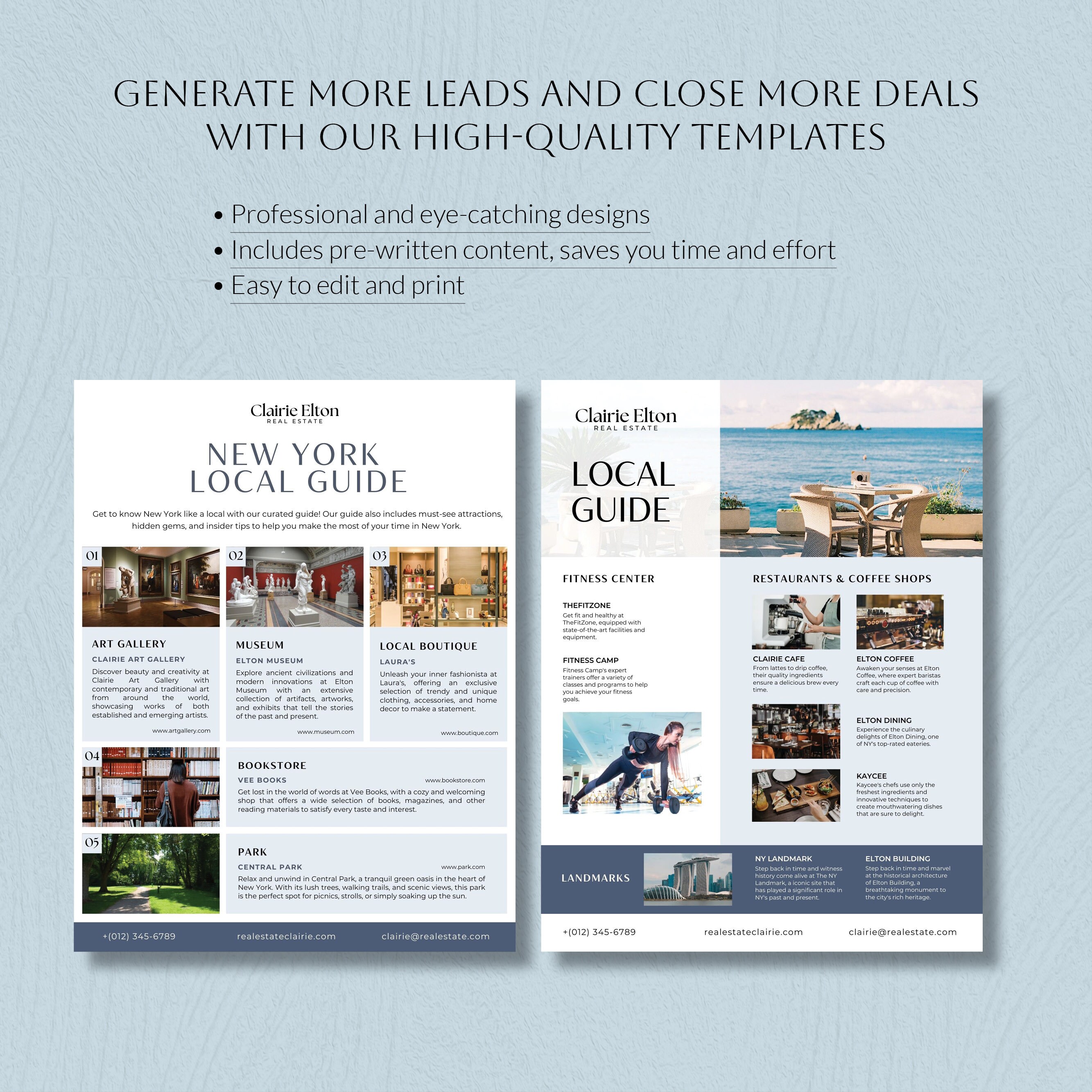 Realtor Design Real Estate Local Guide Template Bundle, Real Estate Marketing Kit ...
