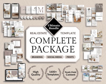 Real Estate Complete Package, Realtor Branding, Real Estate Agent Marketing Canva Template Bundle, Social Media Post, Printable Flyer