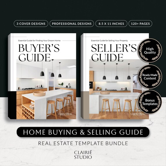 Home Buyer and Seller Guide Packet, Real Estate Selling Buying Process Presentation Template Bundle, Printable Canva Marketing Kit for Agent
