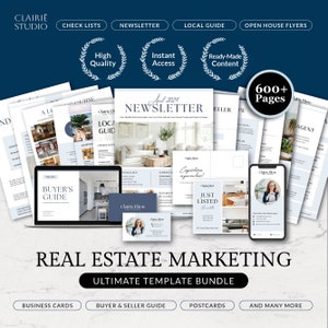 Ultimatives Grundpaket für das Wohnungsmarketing, Käufer- und Verkäuferpaket, Grundbesitz-Newsletter Canva, druckbares Template-Kit für Tag der offenen Tür