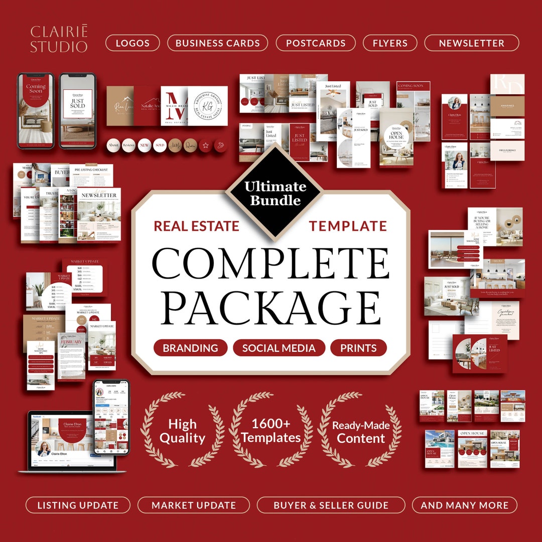 Real Estate Template Kit, Scarlet Realtor Branding, Real Estate Agent ...
