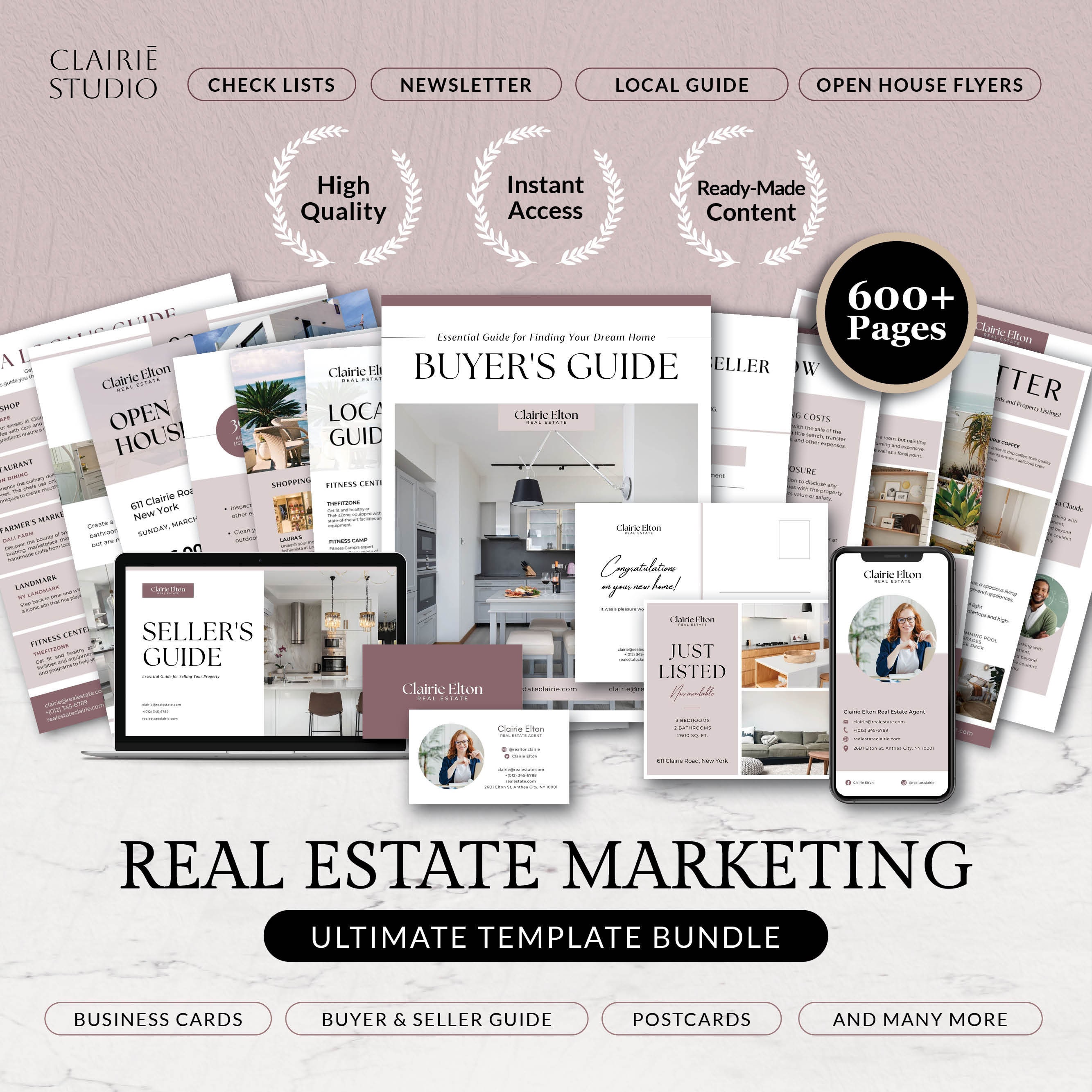 Ultimate Real Estate Marketing Template Bundle, Buyer & Seller Packet, Real Estate Newsletter Canva, Printable Open House Flyer Template Kit
