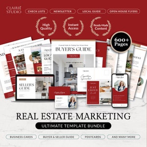 Ultimatives Immobilien Marketing Vorlagen Bundle, Käufer & Verkäufer Paket, Immobilien Newsletter Canva, druckbares Open House Flyer Vorlagen Kit