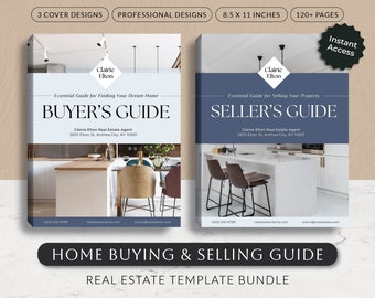 Immobilien-Käufer und Verkäufer-Leitfaden-Bundle, Hausverkauf-Kaufprozess-Präsentation, Canva druckbare moderne Marketingvorlage für Makler
