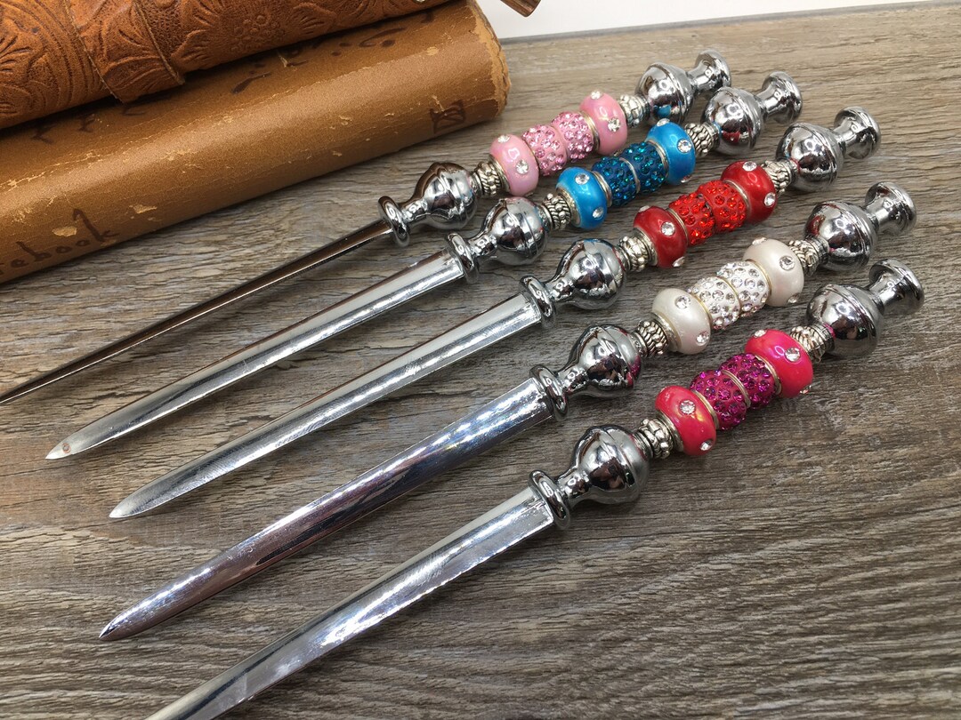 Rhinestone Homemade Beaded Designer Stainless Steel Letter Openers 001