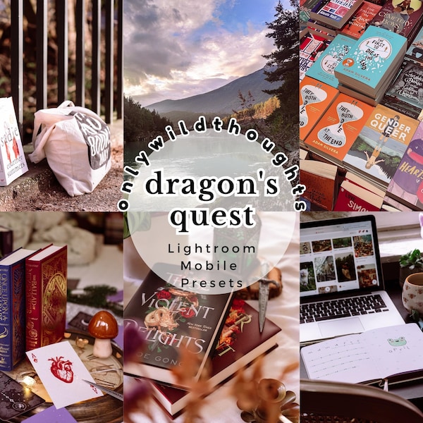 Dragon's Quest Mobile Lightroom Presets | Aesthetic Bookstagram Preset Pack for Instagram | Dark Academia Vintage Editing for Book Blogger