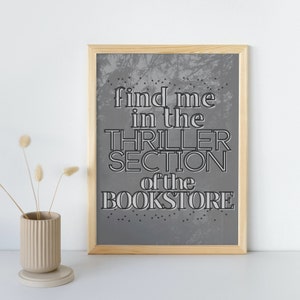 Bookstore Thriller Section Poster Instant Download | Bookish Poster Digital File Download | Booklover DIN A3 or A4 Print | Reader Fangirl