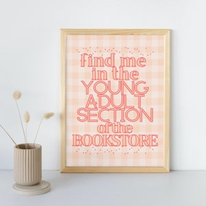 Bookstore Young Adult Section Poster Instant Download | Bookish Poster Digital File Download | Booklover DIN A2 or A3 Print | Reader Fangirl
