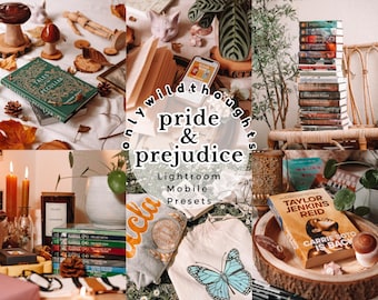Pride & Prejudice Mobile Lightroom Presets | Aesthetic Bookstagram Preset Pack for Instagram | Cute Cottagecore Editing for Book Blogger