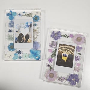 Marco Polaroid dorado con flores prensadas / Regalo de cumpleaños / Regalo de boda / Regalos para ella / Regalo del Día de la Madre